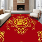 Crimson Sun Swirl Medallion Rug