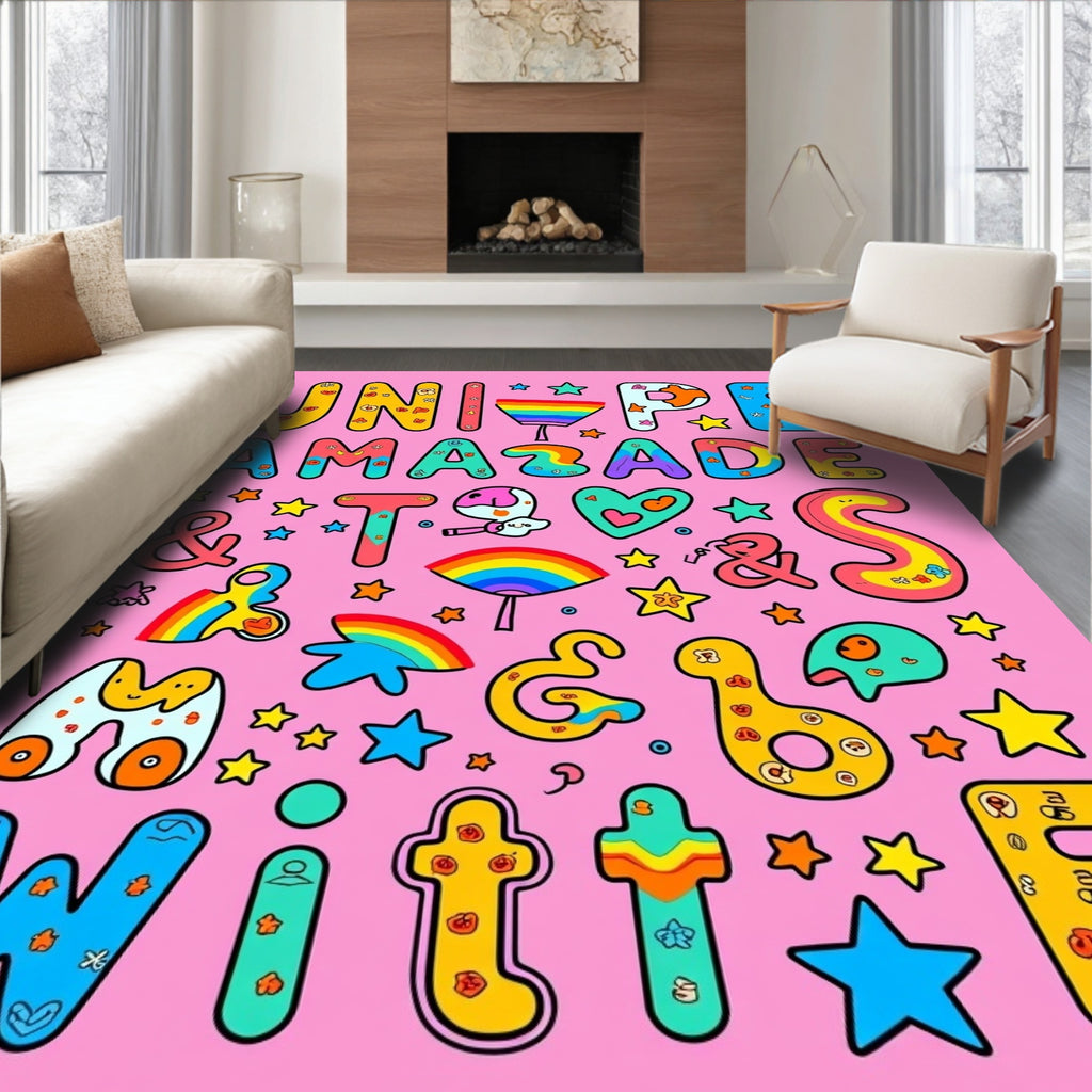 Colorful Rainbow Alphabet Letter Rug