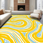Golden Blue Swirling River Rug
