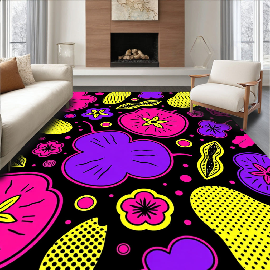 Vivid Pop Art Floral Pods Rug
