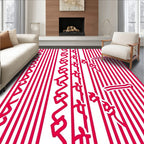 Bold Red Vertical Stripe Ribbon Rug