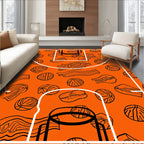 Orange Basketball Court Abstract Throw Rug