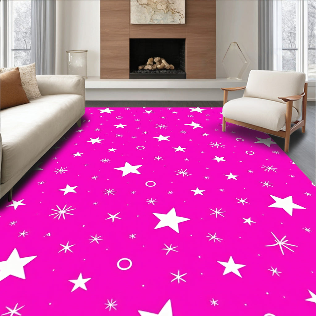 Pink Star Field Scatter Rug