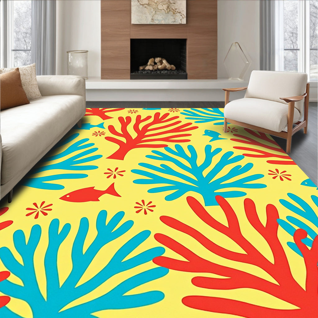 Coral Reef Fish Abstract Art Rug