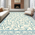 Delicate Blue Ginkgo Leaf Border Rug