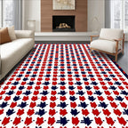 Classic Red Blue Houndstooth Check Rug