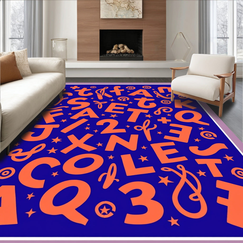 Alphabetical Scatter Colorful Orange Letter Rug