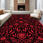 Crimson Red Mushroom Garden Tapestry Rug