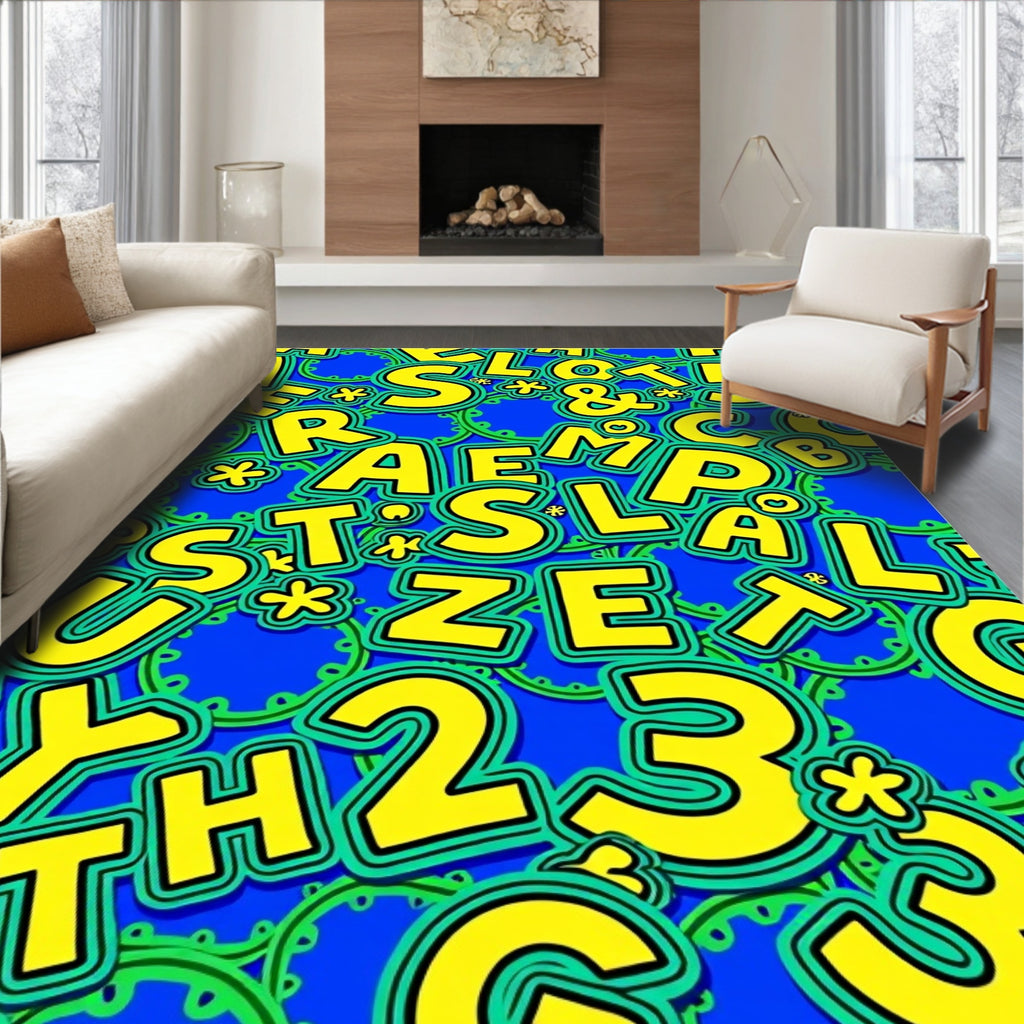 Jolly Yellow Alphabet Numbers Rug