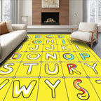 Yellow Alphabet Outline Letters Rug