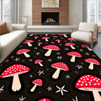 Whimsical Red Spotted Mushroom Garden Rug