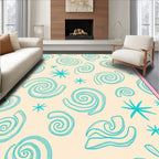 Aqua Swirl Starburst Cream Background Rug