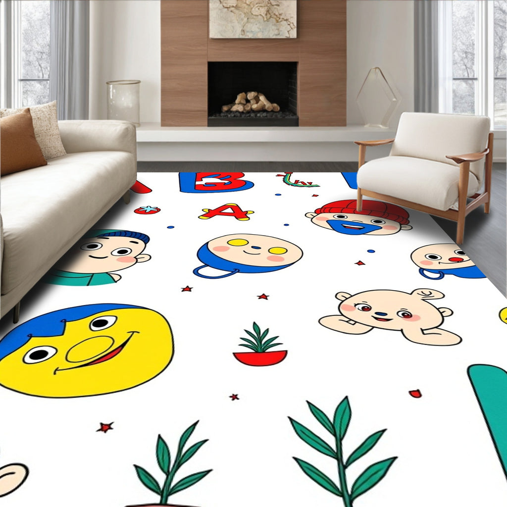 Playful Alphabet Characters and Faces Rug