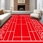 Bold Red Minimalist Geometric Rug