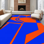 Vibrant Blue Orange Abstract Flow Rug