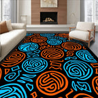 Abstract Orange Blue Sun Circle Rug