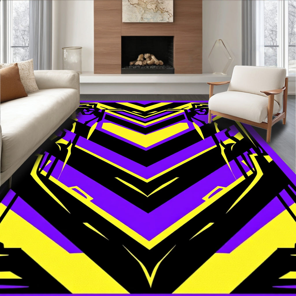Electric Yellow Purple Sharp Chevron Rug