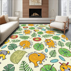 Playful Yellow Creature Jungle Foliage Rug