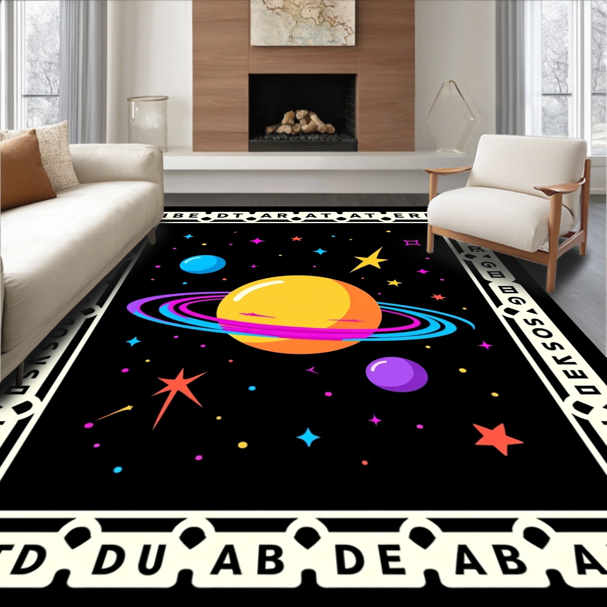 Cosmic Sky Planet Starry Night Rug