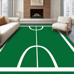 Green Court White Line Graphic Rug