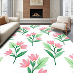 Delicate Pink Floral Botanical Sprig Rug