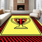 Bold Red Black Trophy Yellow Frame Rug