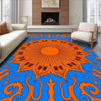 Vibrant Orange Petal Sunburst Medallion Rug