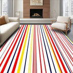 Bold Red Blue Yellow Stripe Rug
