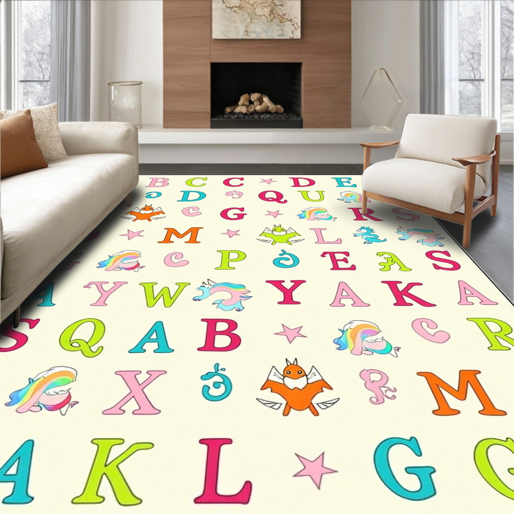 Alphabetical Creatures and Stars Rug