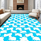 Bright Blue Contemporary Illusion Rug