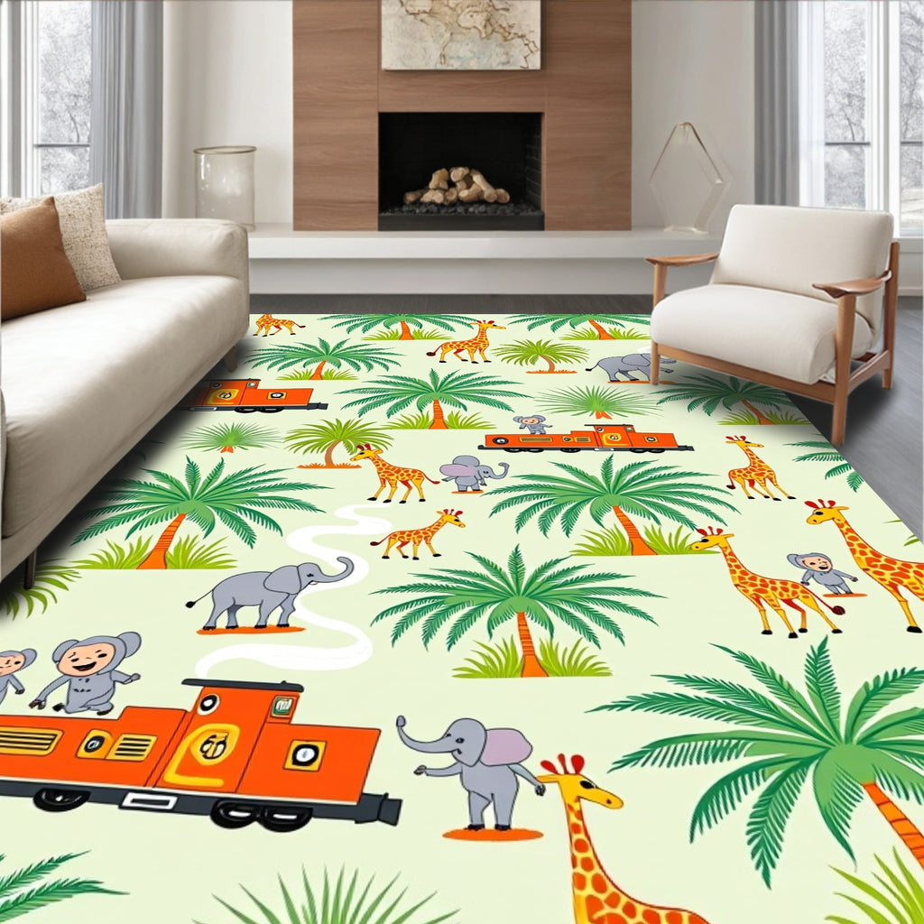Jungle Safari Train Adventure Rug