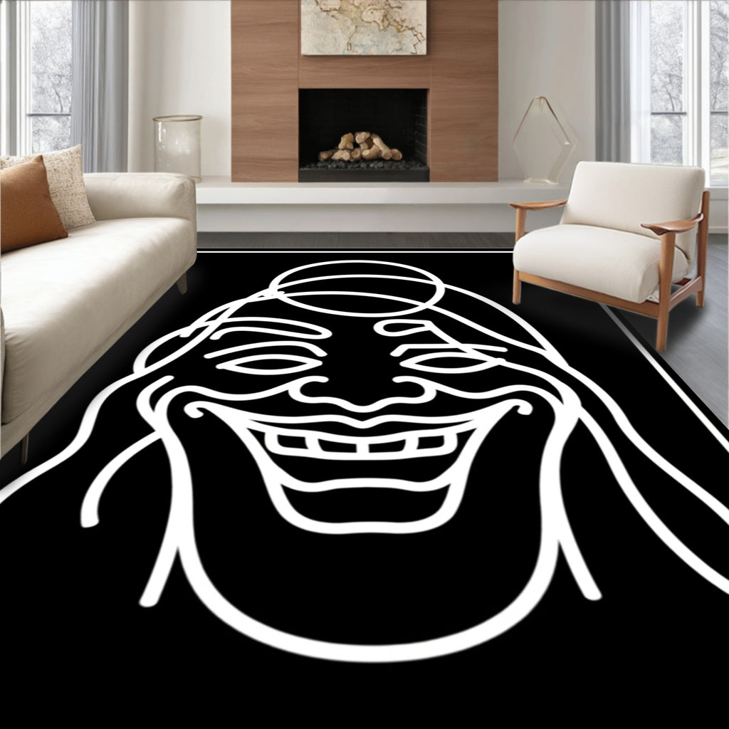 Joyful White Line Smiling Face Rug