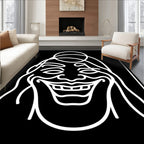 Joyful White Line Smiling Face Rug