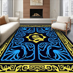Royal Lion Yellow Blue Frame Rug