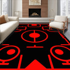 Bold Red Geometric Abstract Radar Rug