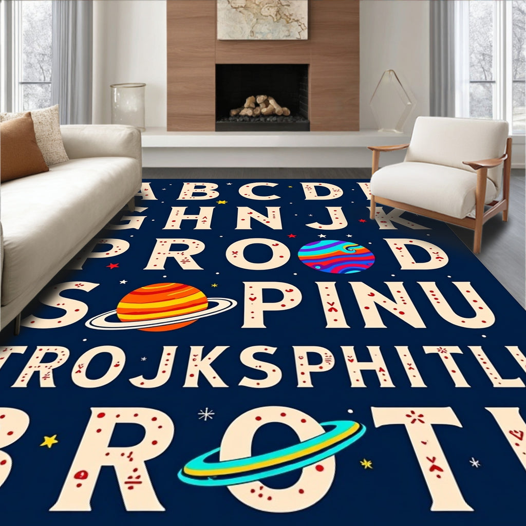 Cosmic Alphabet with Planets and Stars Rug
