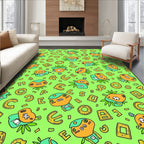 Whimsical Green Alphabet Characters Rug