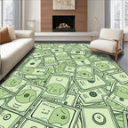Whimsical Green Character Collage Rug