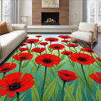 Vibrant Red Poppy Field Rug