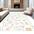Whimsical Alphabet Creatures Scattered Background Rug