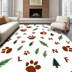 Woodland Paw Print And Leaf Whimsy Rug