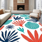 Coral Teal Navy Fan Shell Rug