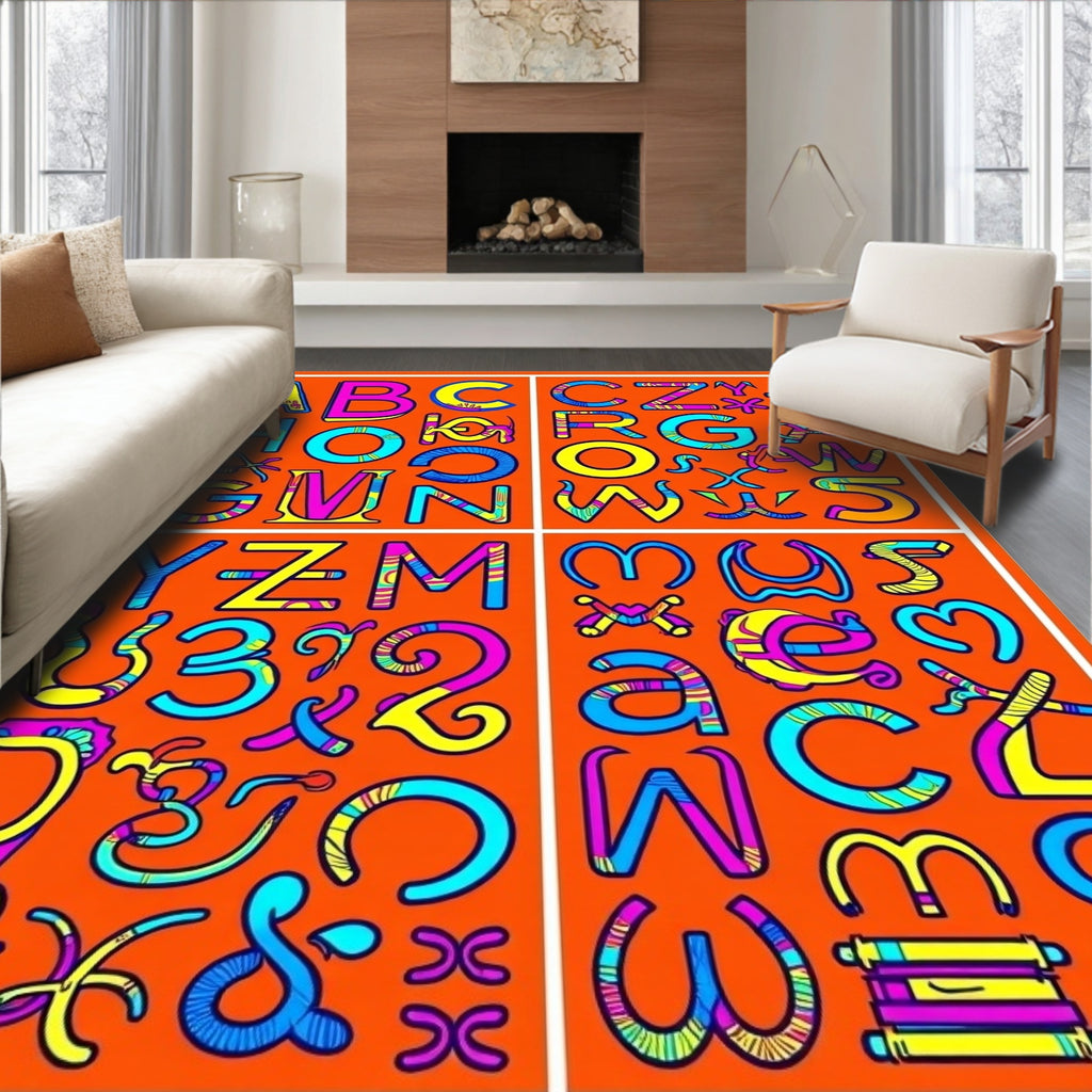 Vibrant Alphabet Collage Graphic Rug