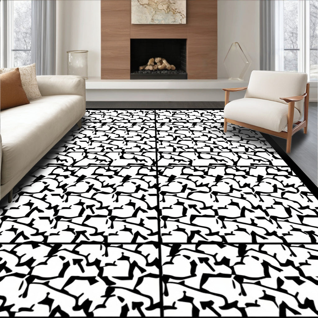 Monochromatic Abstract Geometric Array Rug