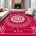 Crimson Medallion Rose Floral Border Rug