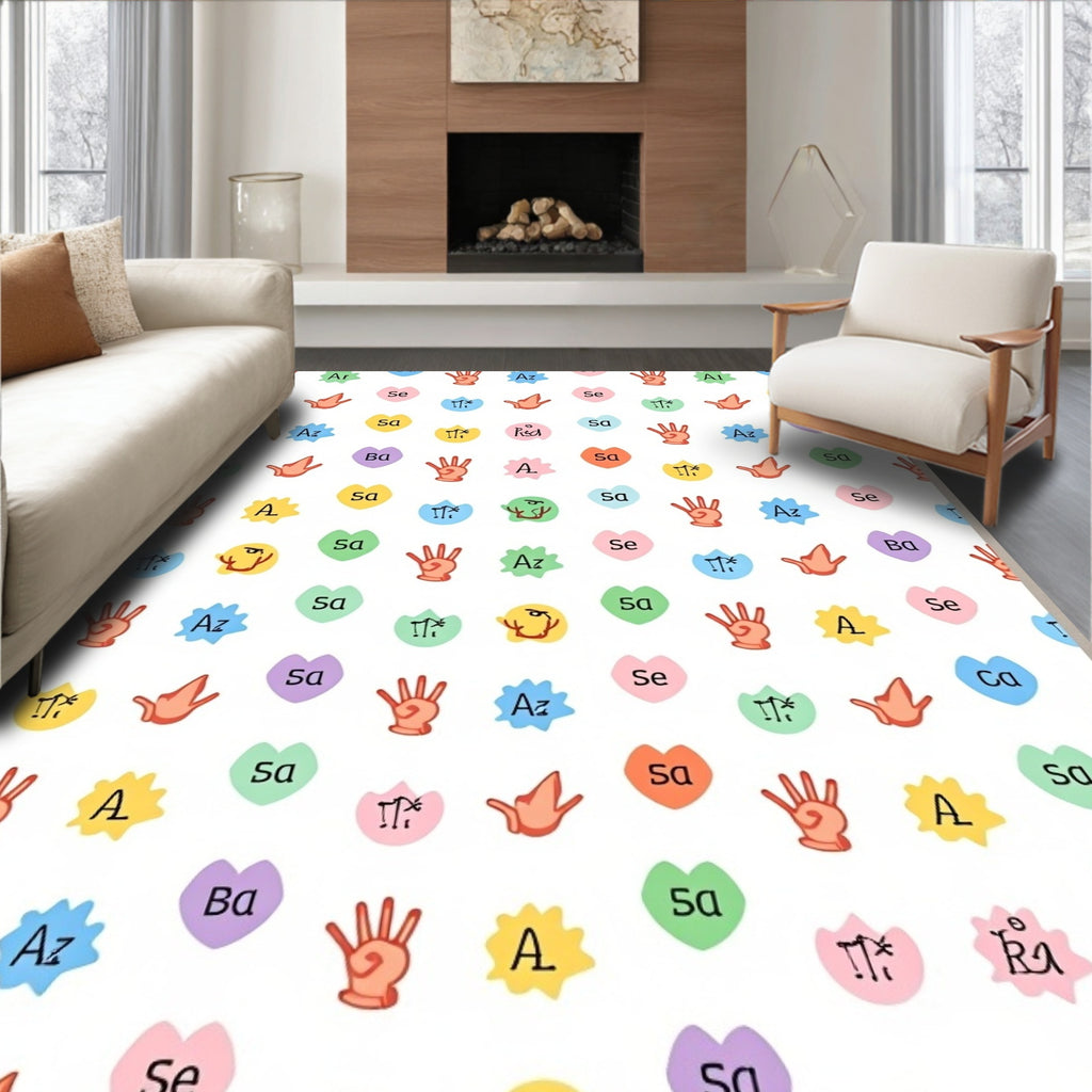 Whimsical Heart Hands Color Block Rug