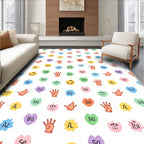 Whimsical Heart Hands Color Block Rug