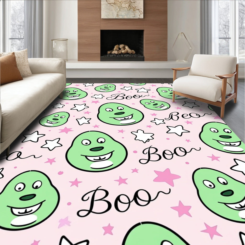 Pink Avocado Stars Halloween Rug