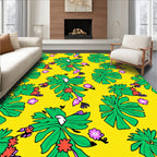 Tropical Parrot Leaf Flower Yellow Rug