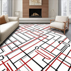 Angular Red and Black Intersecting Lines Rug